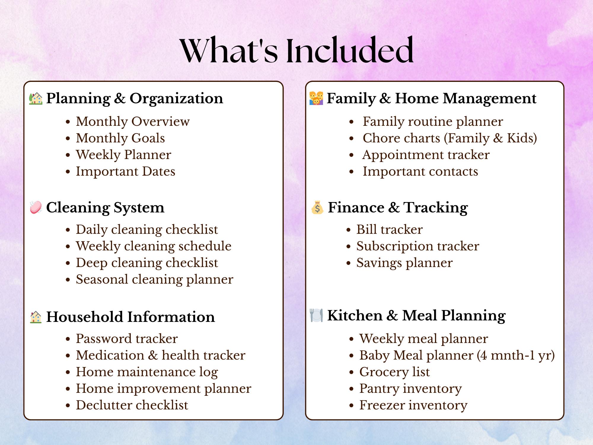 Home Management Binder Printable, Mom Planner PDF, Household Checklist ...