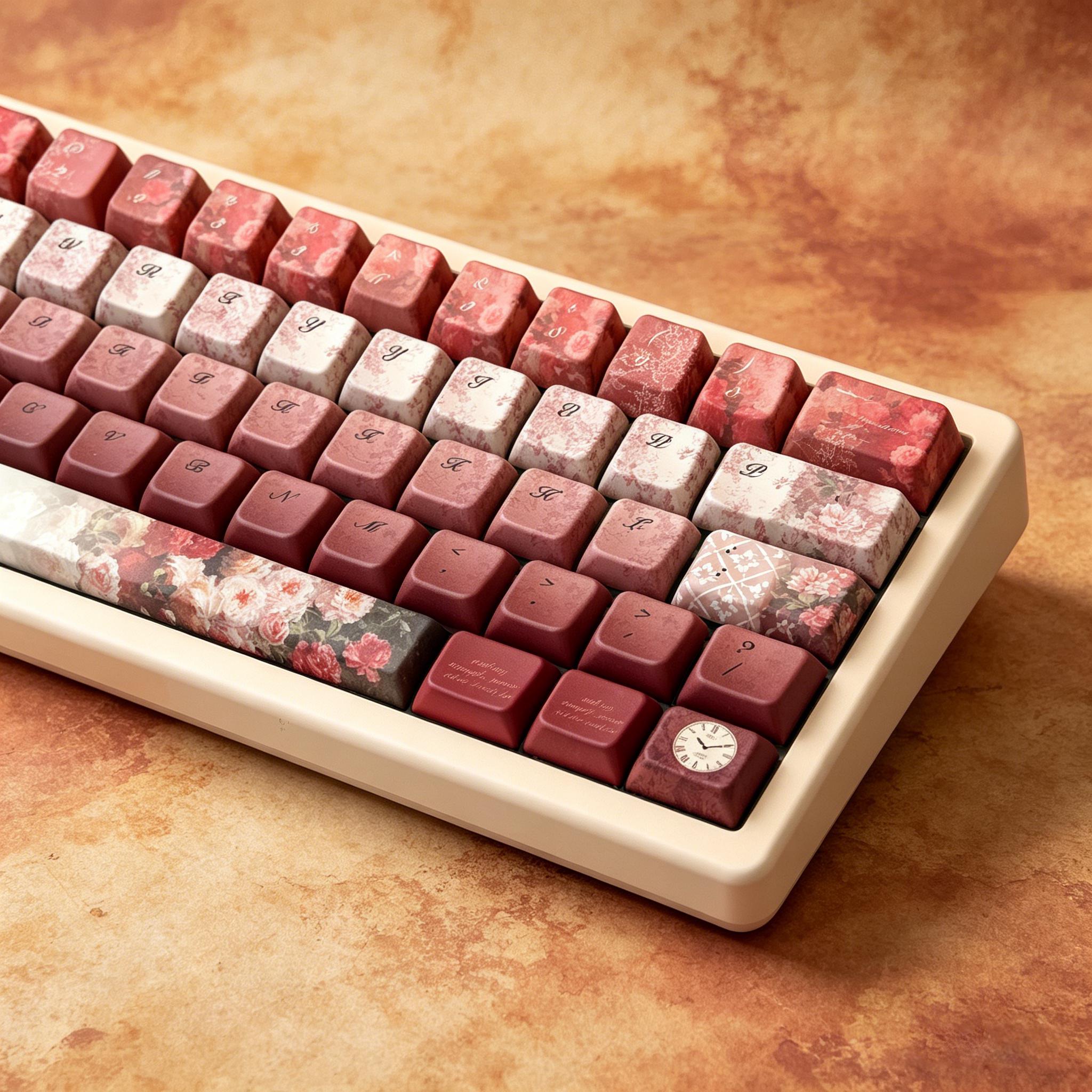 Vintage Oil Painting Rose 130 Keycaps,customizable Layout Mechanical Keyboard MX Keycaps ...