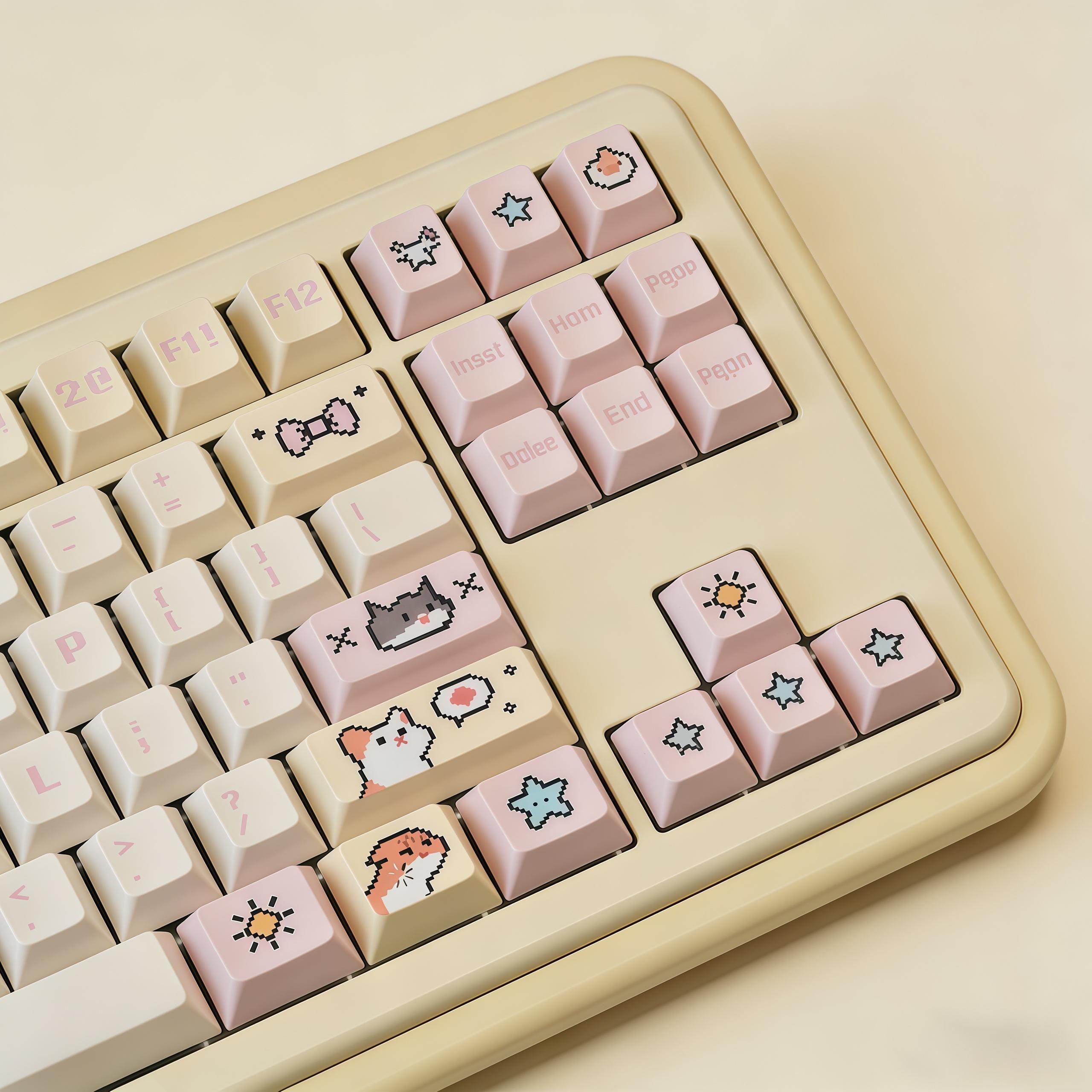 Cute Pixel Cat 130 Keycaps, MX Keycaps for Mechanical Keyboard | PBT ...