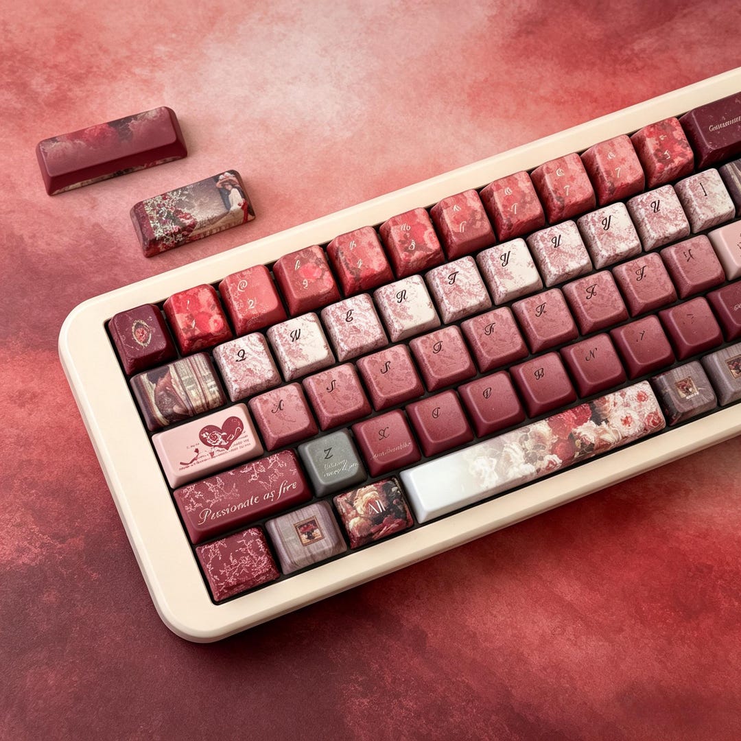 Vintage Oil Painting Rose 130 Keycaps,customizable Layout Mechanical Keyboard MX Keycaps ...