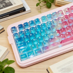 Pink Ocean PC 119 Tastenkappen, anpassbare mechanische Tastatur Tastenkappen | Kreative Tastenkappen | Anime Tastenkappen | Niedliche Schlüsselkappen | Weihnachtsgeschenke