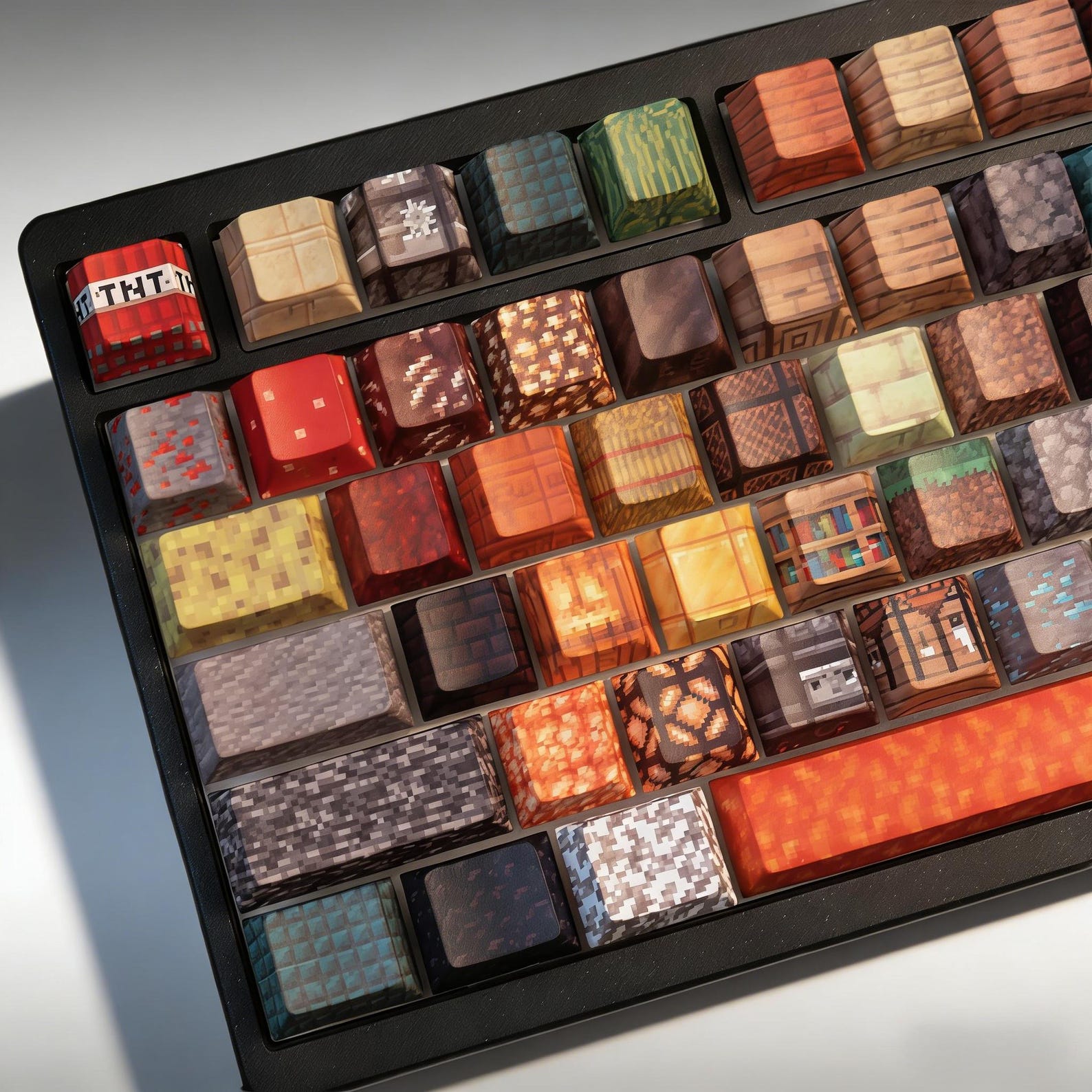 MC Pixel World Block Creative Keycaps, 128keys Custom Layout Keycaps ...