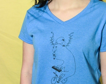 Screen Printed Shirt "I Like To Play" Women's V-Neck