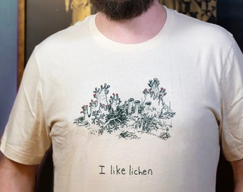 I Like Lichen, screen printed t-shirt