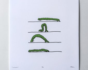 Inch Worm, Fine Art Archival Print, 8.5" x 8.5"