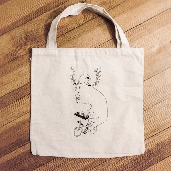 Small Canvas Bag "I Like To Play" screen printed illustration