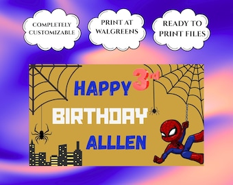Spider Man Birthday Banner | Editable Template, Custom Decor (Digital Download)