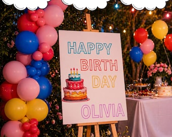 Whimsical Birthday Welcome Sign Hand Drawn Birthday  Template  Editable Quirky  Board Printable Download