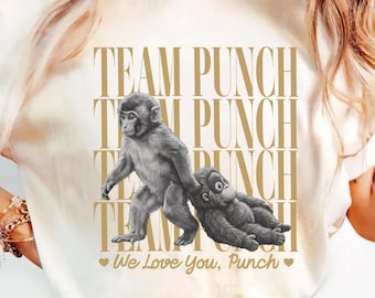Custom Team Punch Monkey Graphic Shirt, Viral Monkey Emotional Support Gift, Cute Macaque Graphic Tee, Monkey Lover Shirt