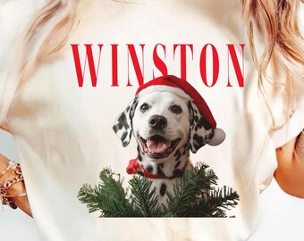 Custom Santa Dog Portrait Shirt, Personalized Christmas Gift for Dog Lovers, Custom Pet Picture Xmas Shirt