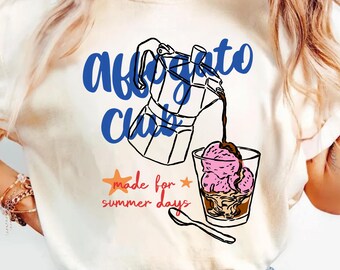 Affogato Club Shirt, Summer Coffee Lover Gift, Ice Cream Coffee Graphic Tee, Retro Coffee Club Shirt