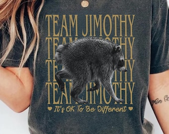 Team Jimothy Short Spine Raccoon Shirt, Viral Seattle Meme Gift, Funny Raccoon Lover Tee, Retro Creepy Animal Graphic