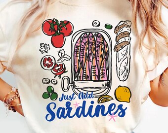 Retro Sardine Can Tee, Tinned Fish Shirt, Seafood Lover Gift, Coastal Fish Graphic