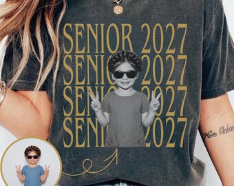 Custom Senior Photo Shirt, Class of 2027 Graduation Gift, Retro Senior Tee, Proud Senior Family Shirt