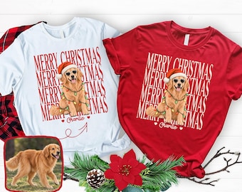Custom Santa Dog Shirt, Personalized Christmas Gift For Dog Mom & Dad, Dog Photo Holiday Tee, Dog Lover Xmas Top