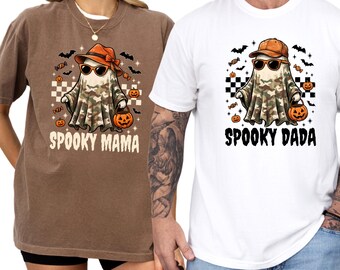 Spooky Dada Mama Dude Camo Ghost Tee, Retro Custom Halloween Matching Family Gift, Toddler Boy Halloween Sweatshirt, Cute Kids Spooky Shirt