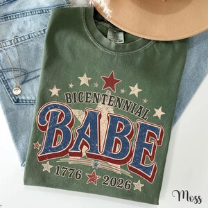 Bicentennial Babe Comfort Colors Shirt, 1976 50th Birthday Gift for Her, Retro Independence Day Tee, Patriotic Turning 50 T-Shirt image 6