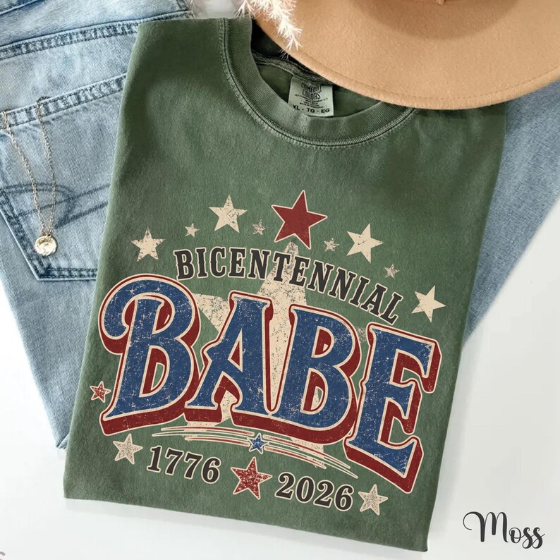 Bicentennial Babe Comfort Colors Shirt, 1976 50th Birthday Gift for Her, Retro Independence Day Tee, Patriotic Turning 50 T-Shirt image 6