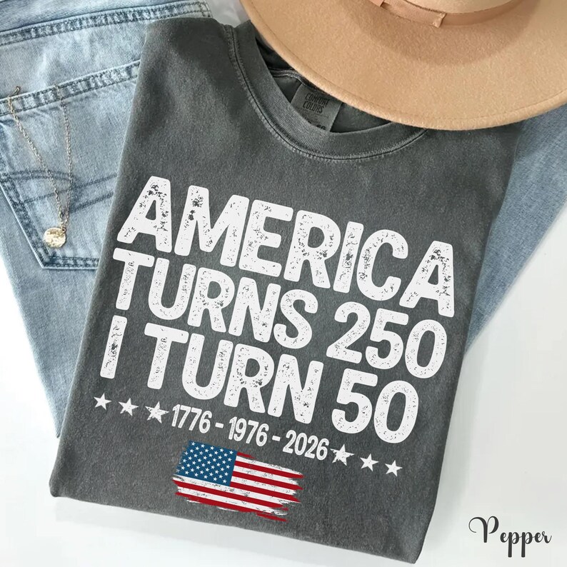 America Turns 250 I Turn 50 Shirt, Patriotic Grandparent Birthday Gift, 250th Anniversary Tee, 1776 1976 2026 Shirt image 4