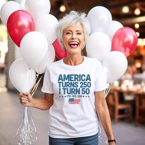 America Turns 250 I Turn 50 Shirt, Patriotic Grandparent Birthday Gift, 250th Anniversary Tee, 1776 1976 2026 Shirt image 3