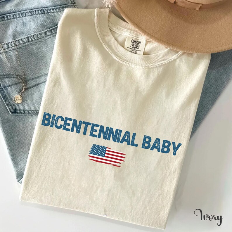 Bicentennial Baby Shirt, Vintage 1976 Birthday Tee, Turning 50 T-Shirt, July 4 Birthday Shirt, Retro Independence Day Tee zdjęcie 4