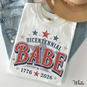 Bicentennial Babe Comfort Colors Shirt, 1976 50th Birthday Gift for Her, Retro Independence Day Tee, Patriotic Turning 50 T-Shirt image 3