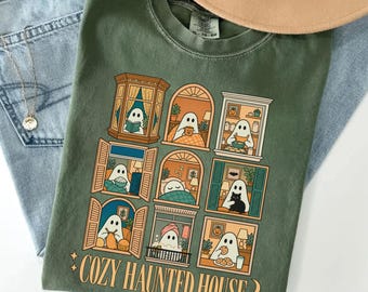 Cozy Haunted House Shirt, Cute Ghost Lover Gift, Spooky Halloween Home Tee, Cozy Fall Sweatshirt
