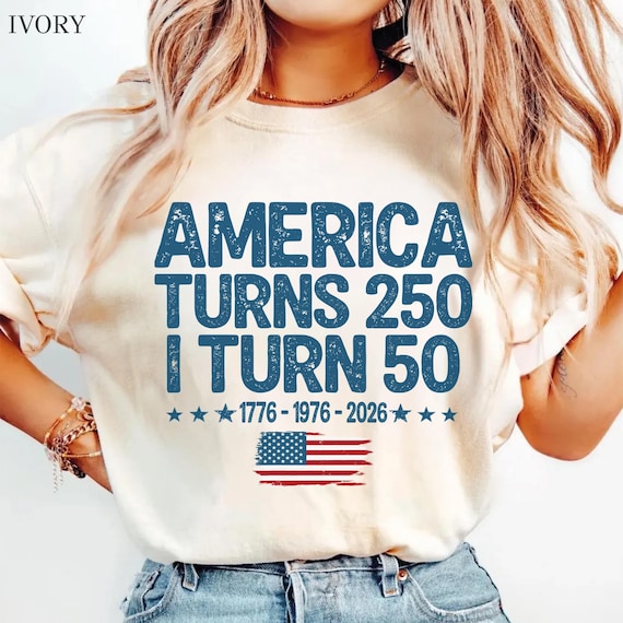 America Turns 250 I Turn 50 Shirt, Patriotic Grandparent Birthday Gift, 250th Anniversary Tee, 1776 1976 2026 Shirt