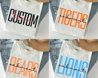 Custom School Team Name Shirt, School Mascot Game Day Gift, Team Spirit Sweatshirt