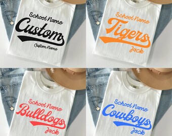 Custom Mascot School Team Name Shirt, School Game Day Gift, School Pride Tee, Team Spirit Graphic Sweatshirt