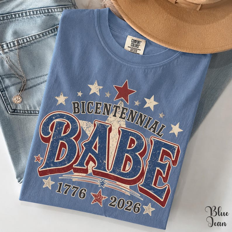 Bicentennial Babe Comfort Colors Shirt, 1976 50th Birthday Gift for Her, Retro Independence Day Tee, Patriotic Turning 50 T-Shirt image 8