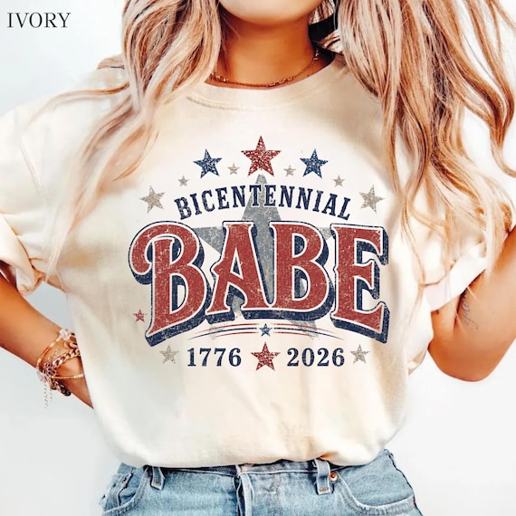 Bicentennial Babe Comfort Colors Shirt, 1976 50th Birthday Gift for Her, Retro Independence Day Tee, Patriotic Turning 50 T-Shirt