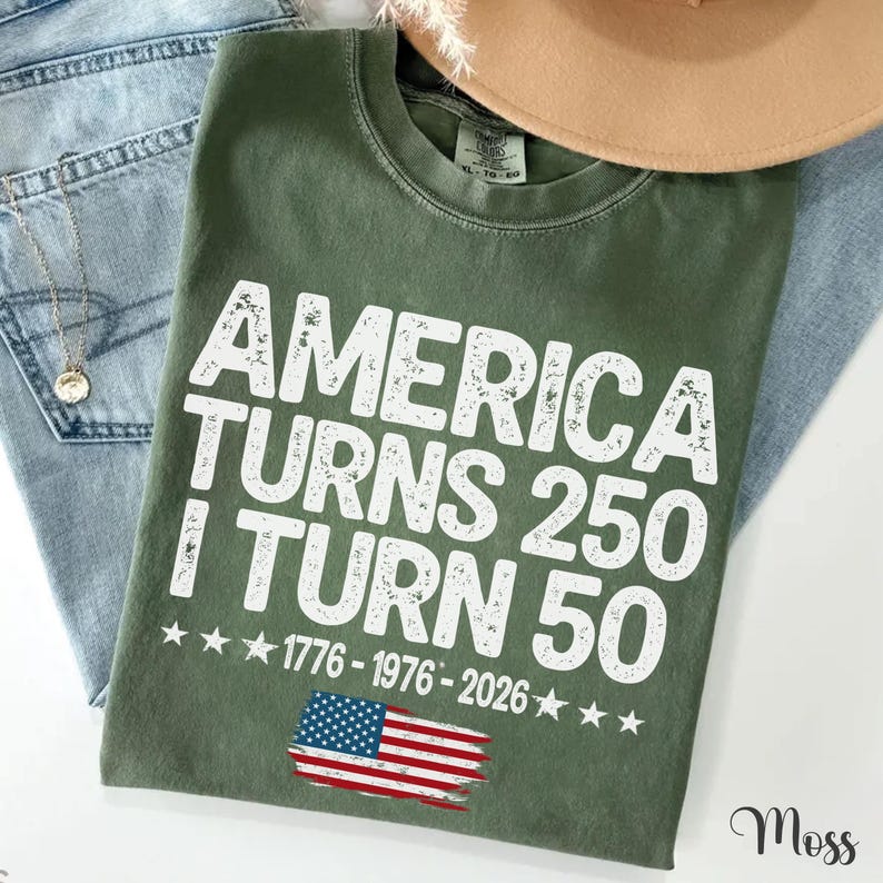 America Turns 250 I Turn 50 Shirt, Patriotic Grandparent Birthday Gift, 250th Anniversary Tee, 1776 1976 2026 Shirt image 9