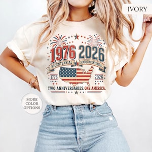 1976 Bicentennial vs 2026 Semiquincentennial Shirt, 1776 2026 USA 250th Anniversary Tee, 1976 Birthday Gift, Patriotic July 4 Outfit