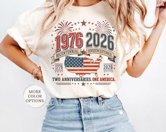 1976 Bicentennial vs 2026 Semiquincentennial Shirt, 1776 2026 USA 250th Anniversary Tee, 1976 Birthday Gift, Patriotic July 4 Outfit