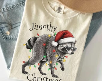Santa Jimothy Raccoon Christmas Shirt, Funny Christmas Viral Meme Gift, Feral Seattle Santa Holiday Graphic