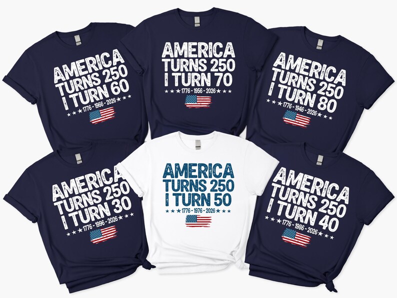 America Turns 250 I Turn 50 Shirt, Patriotic Grandparent Birthday Gift, 250th Anniversary Tee, 1776 1976 2026 Shirt image 6