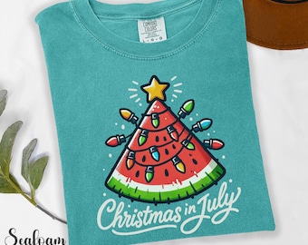 Xmas In July Watermelon Tee, Christmas in July Summer Gift, Funny Summer Vacation Christmas Shirt