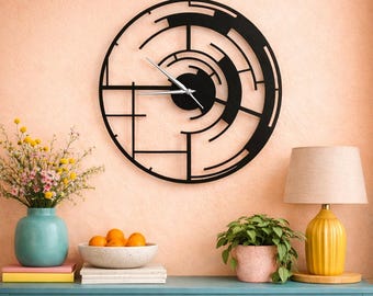 Abstract Geometric Wall Clock SVG | Modern CNC Laser Cut Clock File | DXF Digital Download
