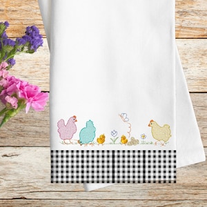 Hen & Chick Embroidery Design: Farm Life Floral Pattern (Digital Download)