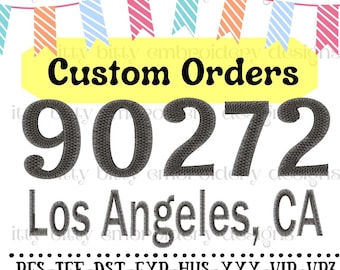 Custom Zip Code Embroidery Design (Digital Download)