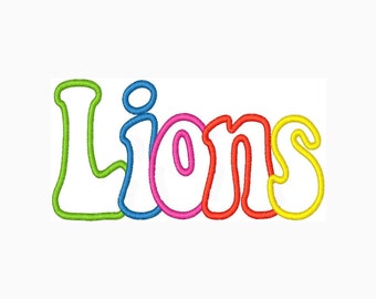 Lions Applique Embroidery Designs, Lions Mascot Sports Embroidery Designs, Lions Team Logo Embroidery Designs, School Embroidery Desgins