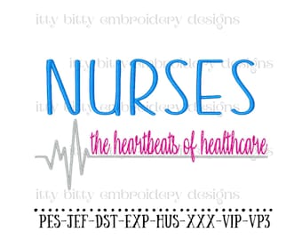 Nurses the heartbeats of healthcare Embroidery Designs, Embroidery Patterns Nurse, Nurse Graduation Embroidery Designs, Machine Embroidery