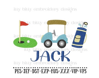 Golf Embroidery Designs, Golf Clubs Embroidery Design, Golf Bag Embroidery Designs, Boy Embroidery Patterns, Machine Embroidery File