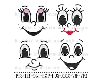 Cartoon Face Embroidery Design, Face Embroidery Design, Funny Face Embroidery Design, Machine Embroidery Designs, Machine Embroidery Designs