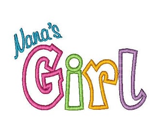 Nana's Girl Applique Embroidery Design