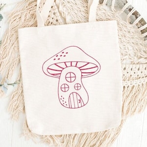 Mushroom House Embroidery Design: Simple Outline (Digital Download)