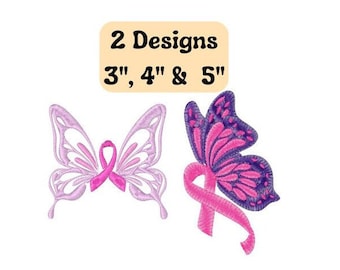 Cancer Ribbon Embroidery Designs, Cancer Butterfly Machine Embroidery Files, Embroidery Designs Cancer, Embroidery Patterns Cancer Butterfly