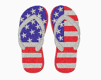 Flip Flop Embroidery, July 4th Embroidery Designs, Holiday Embroidery, Summer Embroidery, Beach Embroidery