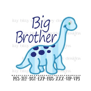 Dinosaur Big Brother Applique: Machine Embroidery Design (4x4, 5x7 Hoop)